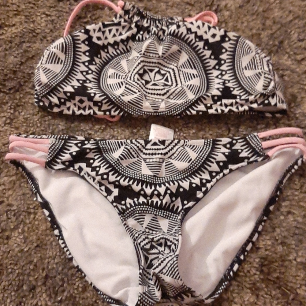 Black, pink, and white Bikini SET